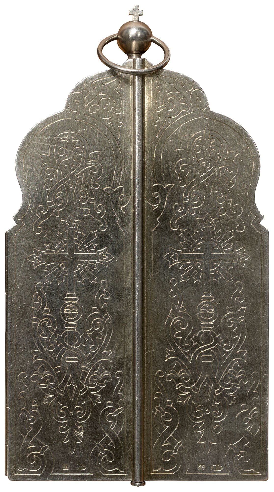 Orthodox Silver 84 Triptych Icon (Russia)