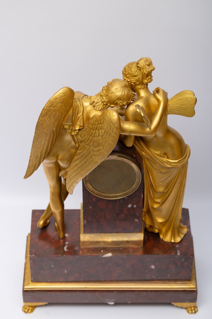 A Fine Empire Ormolu and Griotte Marble Mantel Clock, Signed Milan Jeune a' Paris