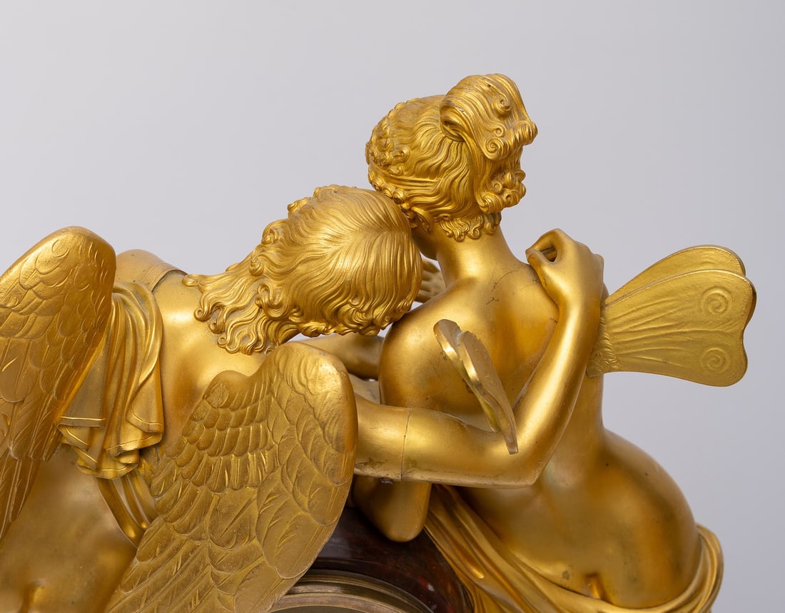 A Fine Empire Ormolu and Griotte Marble Mantel Clock, Signed Milan Jeune a' Paris