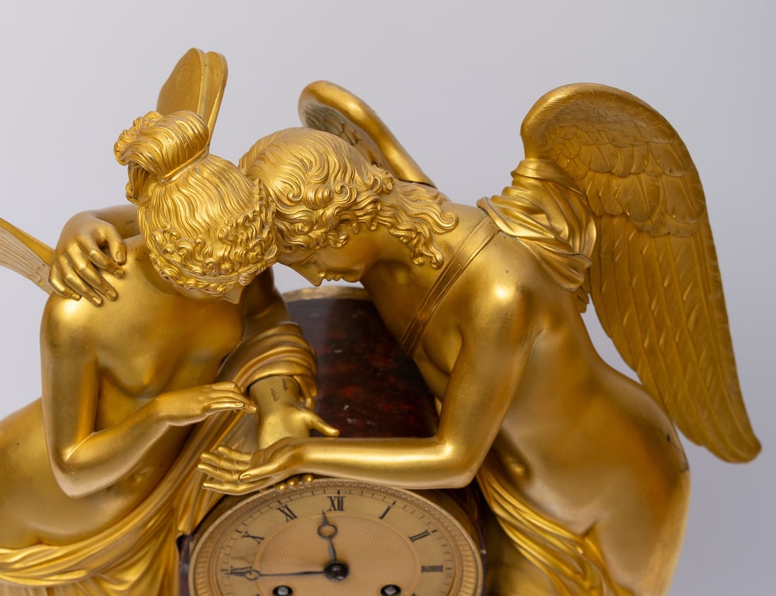 A Fine Empire Ormolu and Griotte Marble Mantel Clock, Signed Milan Jeune a' Paris