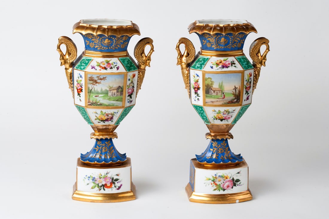 Pair of Empire Porcelain Vases, 19th century