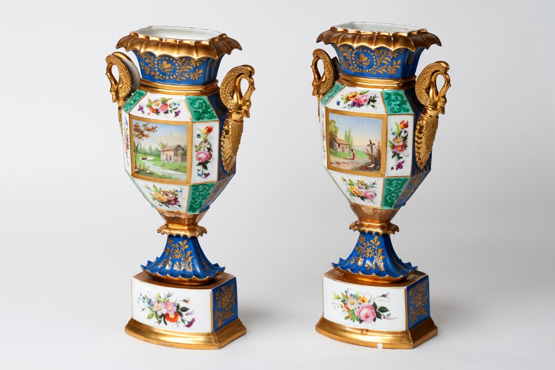 Pair of Empire Porcelain Vases, 19th century