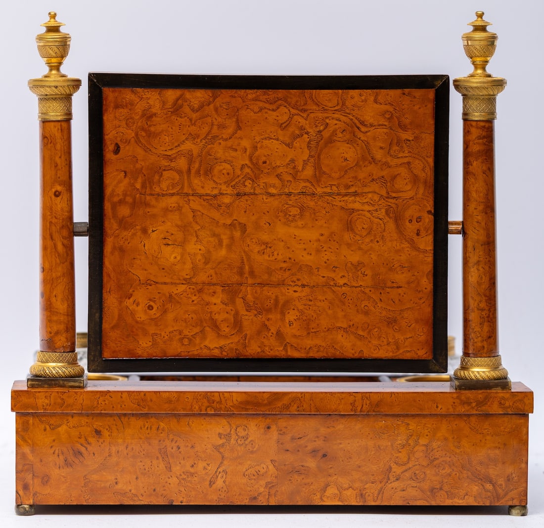Ormolu Mounted Burr Wood Inkstand 19th century