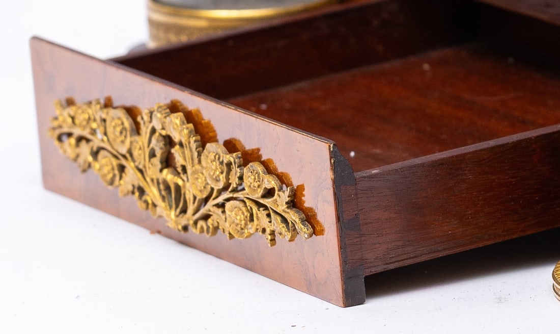 Ormolu Mounted Burr Wood Inkstand 19th century