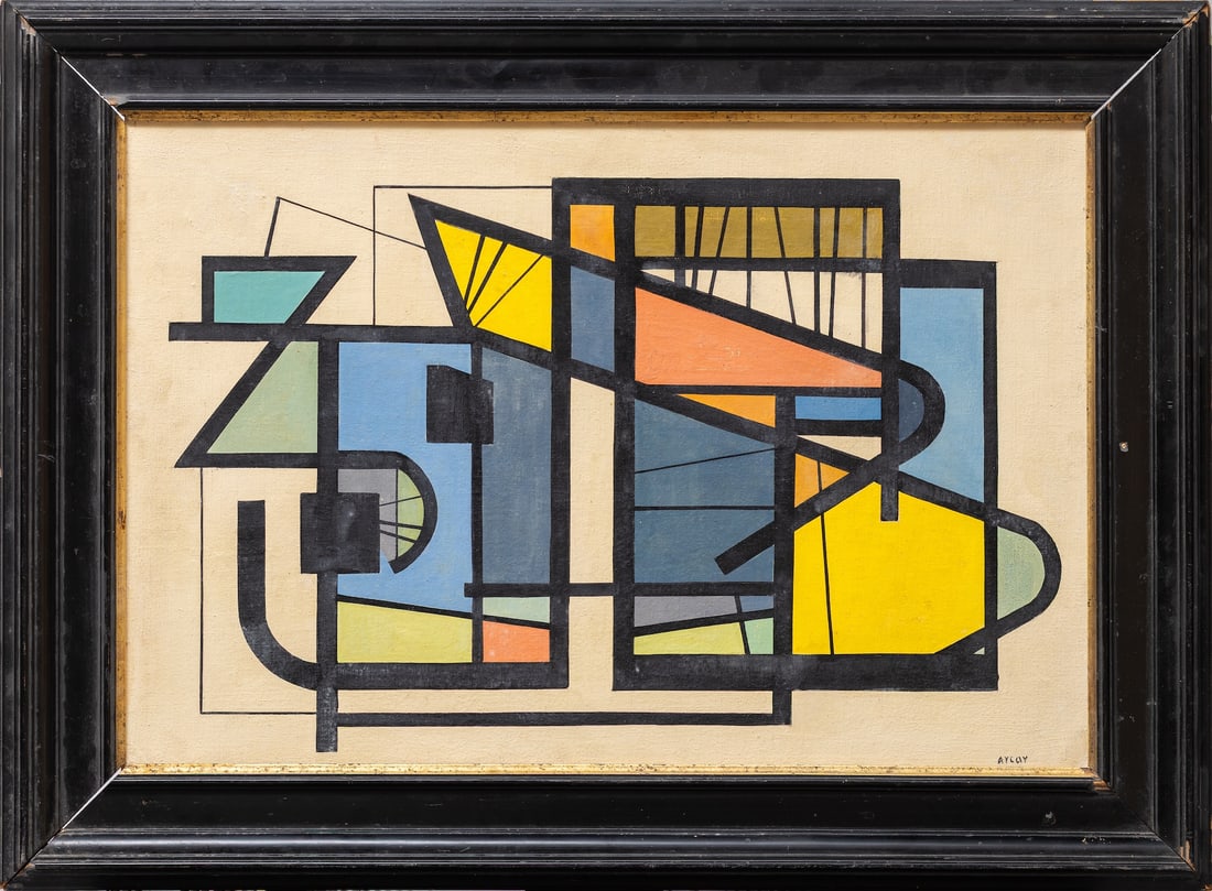 Wifredo ARCAY, 1925-1997 (Cuba/France): Wifredo ARCAY OCHANDARENA (1925-1997) Untitled, mid 20th century Oil on canvas panel, size 38 x 54 cm (15 x 21 1/4 inches) Frame dimensions 50 x 67 cm (19 2/3 x 26 1/3 inches) Signed lower right