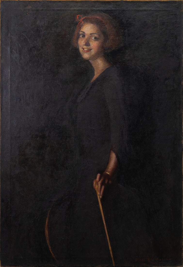John Bashian, 1897-1975 (Armenia/USA): John Bashian (1897-1975) Portrait of unknown woman, 1926 Oil on canvas, size 122 x 84 cm (48 x 33 inches) Signed lower right JOHN NIGOHOSIAN DANA-BASHIAN (aka DANA) John Dana-Bashian was born in Armen