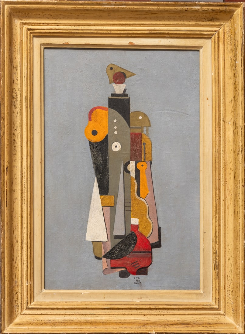 Esaias THOREN, 1901-1981 (Sweden/France): Esaias THOREN (1901-1981) Figure, 1927 Oil on canvas attached to panel, tempera, sand Size 41 x 27 cm (16 1/8 x 10 2/3 inches) Frame dimensions 53 x 39 cm (20 7/8 x 15 1/3 inches) Signed and dated bot