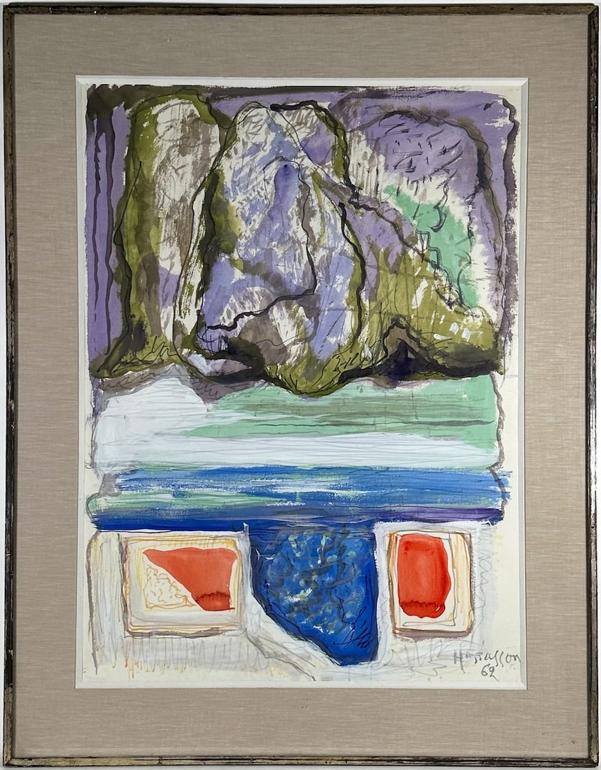 Philippe HOSIASSON, 1898-1978 (Ukraine/France): Philippe HOSIASSON (1898 Odessa - 1978 Paris) Abstract composition, 1962 Gouache and watercolor on paper, size 78 x 58 cm (30 3/4 x 22 7/8 inches) Frame dimensions 96.5 x 75.5 cm (38 x 29 3/4 inches) 