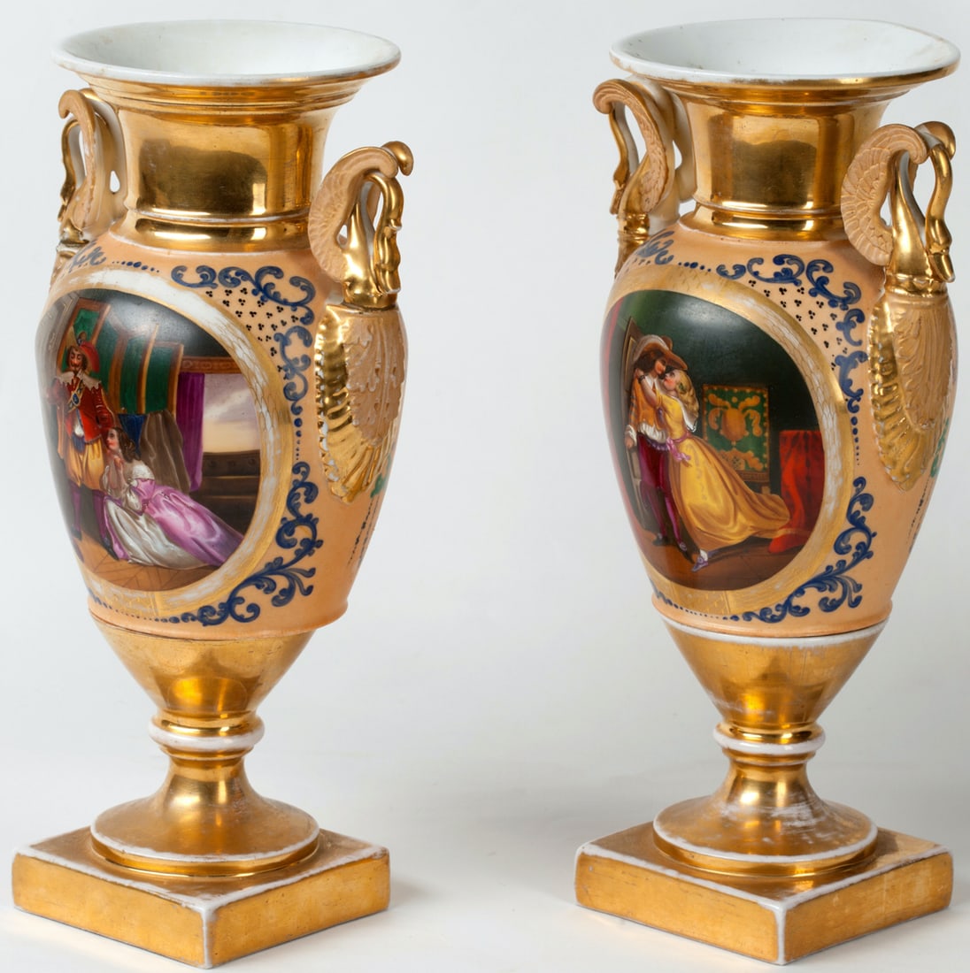 A Pair of Paris Porcelain French Empire Vases