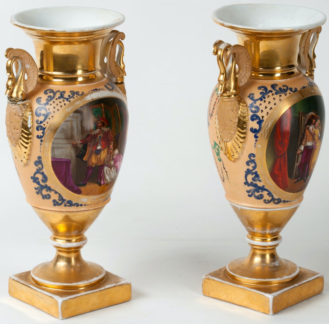 A Pair of Paris Porcelain French Empire Vases