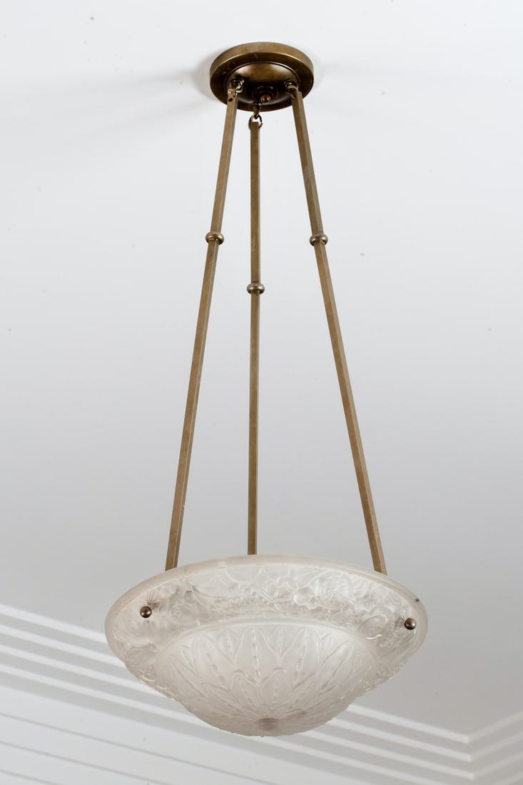 Pair of Ceiling Lamps, Glass, 20th century
