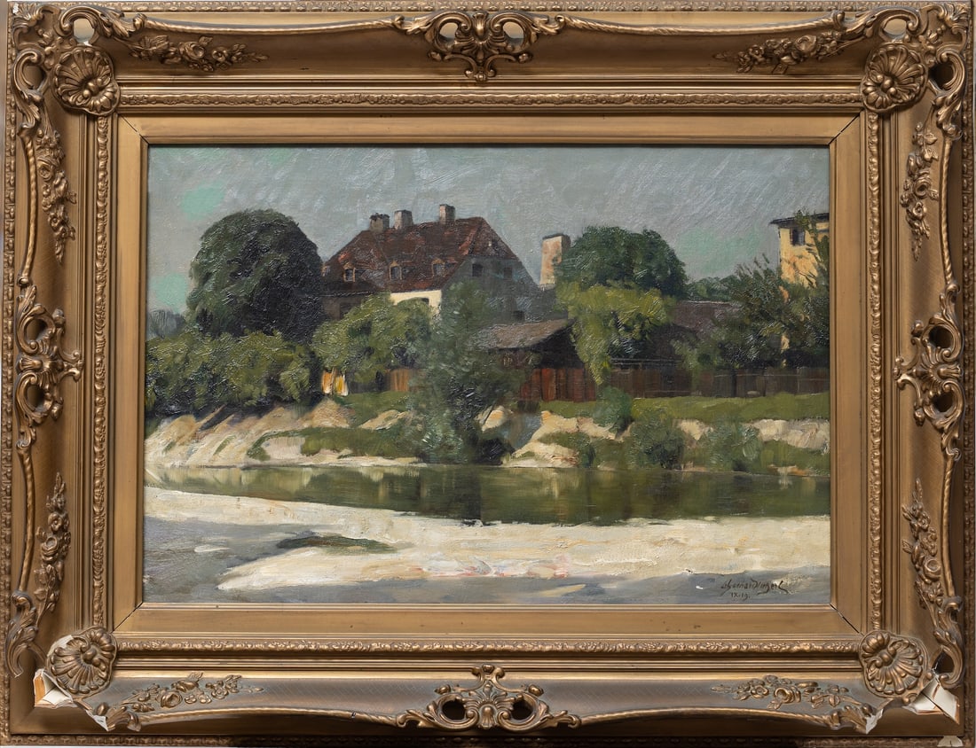Constantin Gerhardinger, 1888-1970 (Germany): Constantin Gerhardinger (1888-1970). 1919. Oil on canvas, size 47 x 69 cm (18 1/2 x 27 1/4 inches), frame dimensions 73 x 95 cm (28 3/4 x 37 1/3 inches).. Signed and dated bottom right.