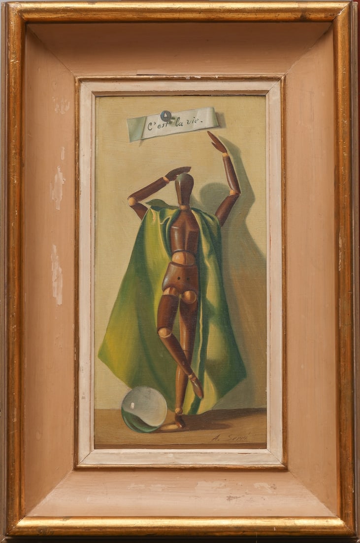Alfredo SERRI, 1897-1972 (Italy/France): Alfredo SERRI (1897-1972) C’est la vie, mid 20th century Oil on board, size 30 x 15 cm (11 7/8 x 6 inches) Frame dimensions 45 x 30 cm (17 3/4 x 11 7/8 inches) Signed lower right, named on top, exhi