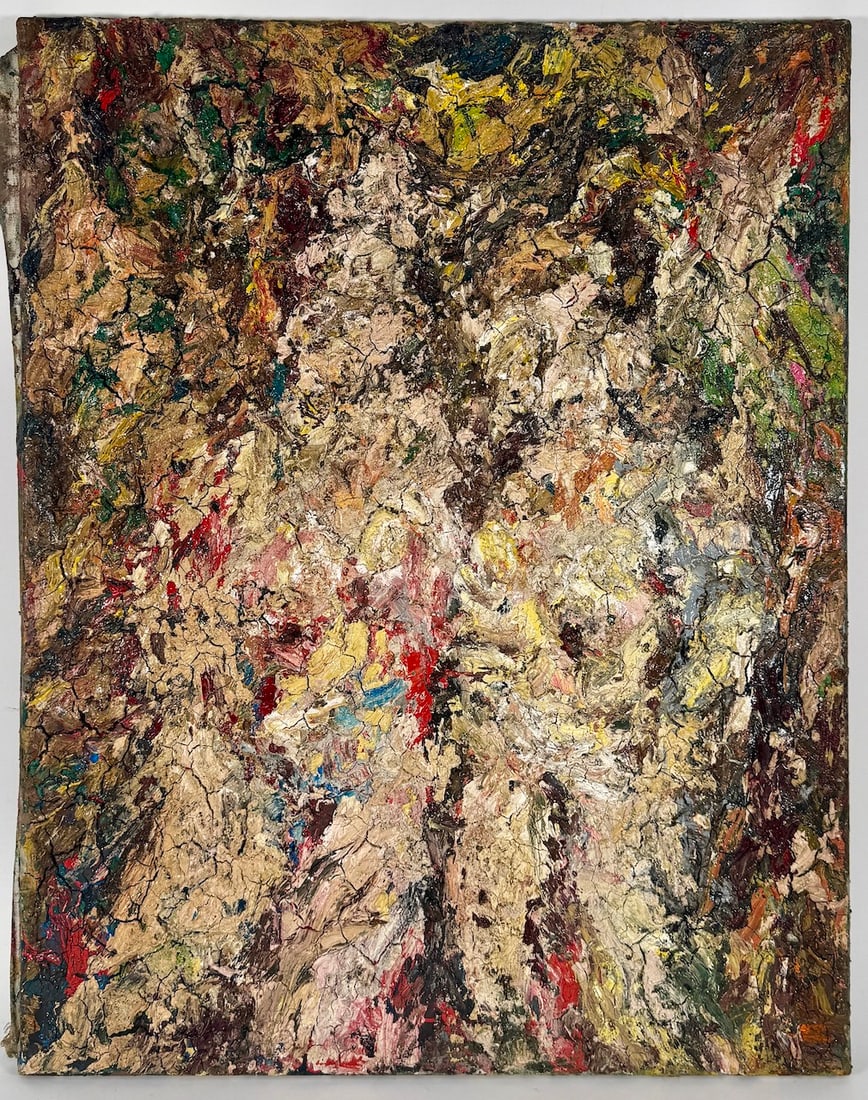 Eugene LEROY, 1910-2000 (France): Eugene LEROY (1910-2000) Untitled (Couple Nudes), 1984 Oil on canvas, size 73 x 60 cm (28 3/4 x 23 2/3 inches) Signed on verso