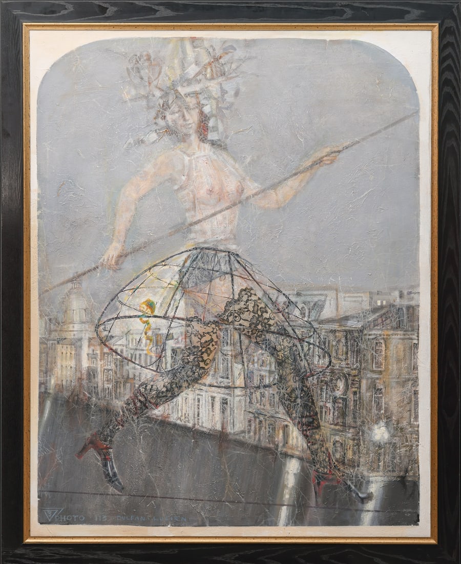 Lucien DULFAN, b.1942 (Russia/Ukraine/USA): Lucien DULFAN (b.1942) Balance - Venice, 1994 Oil on canvas, size 135 x 107 cm (53 x 42 inches) Frame dimensions 151 x 133 cm (59 1/2 x 52 1/3 inches) Signed lower left Provenance - Igor Metelitsin ga