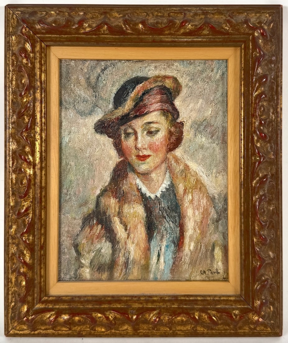 Elie Anatole PAVIL, 1873-1948 (Ukraine/France): Elie Anatole PAVIL (1873 Odessa - 1948 Paris) Frenchwoman, early XX century Oil on cardboard attached to panel, size 18 x 14 cm (7 x 5 1/2 inches) Frame dimensions 26 x 21.5 cm (10 2/3 x 8 1/2 inches)