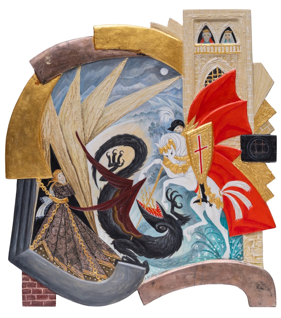 Alexander GASSEL, b.1947 (Russia/USA): Alexander GASSEL (b.1947) Untitled (MMII), 2001 Wood, relief, gold leaf, tempera Dimensions 76 x 68 cm (30 x 26 3/4 inches) Signed and dated right side Alexander Gassel is a Russian-American painter, 