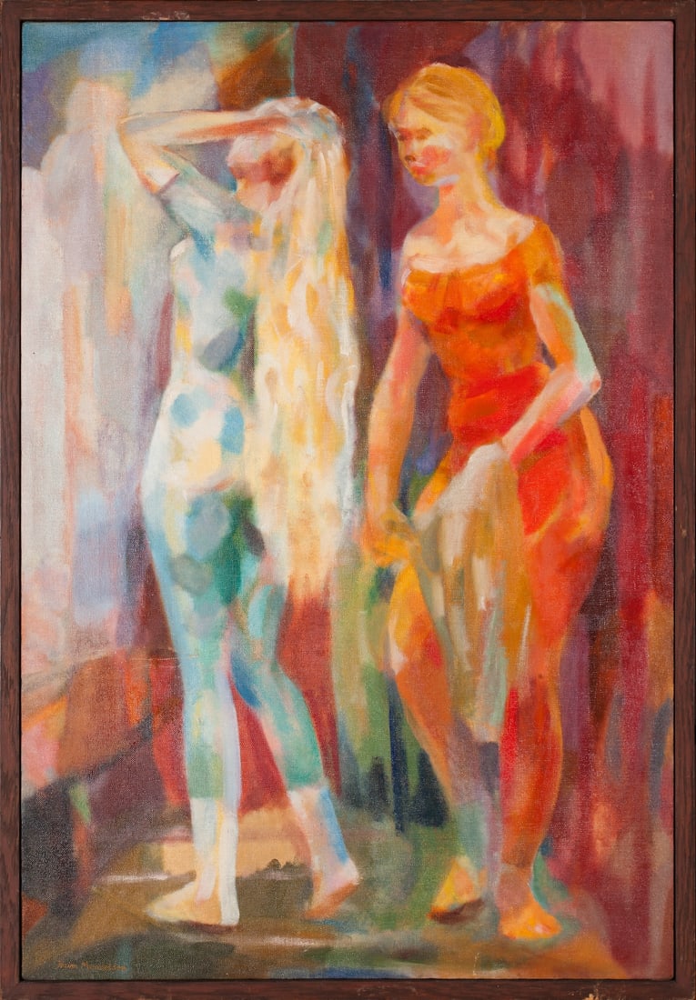 Haim Mendelson, 1923-2009 (Poland/USA): Haim Mendelson (1923-2009) Dancing class, mid 20th century Oil on canvas, size 92 x 64 cm (36 1/4 x 25 1/4 inches) Signed lower left Haim Mendelson moved to United States from Poland at the age of thr