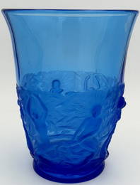 Superb Art Deco VERLYS Blue Glass 'Mermaid' Vase