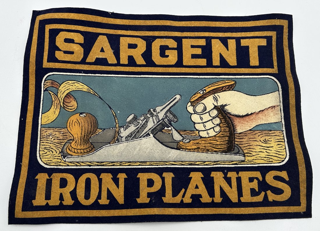 Antique Sargent Iron Planes Felt Desktop Advertising Sign: Point of purchase advertising, it would have been located near the cash register of the hardware or general store. It is in very good condition, with bright colors and no notable wear. Circa 1910. Mea