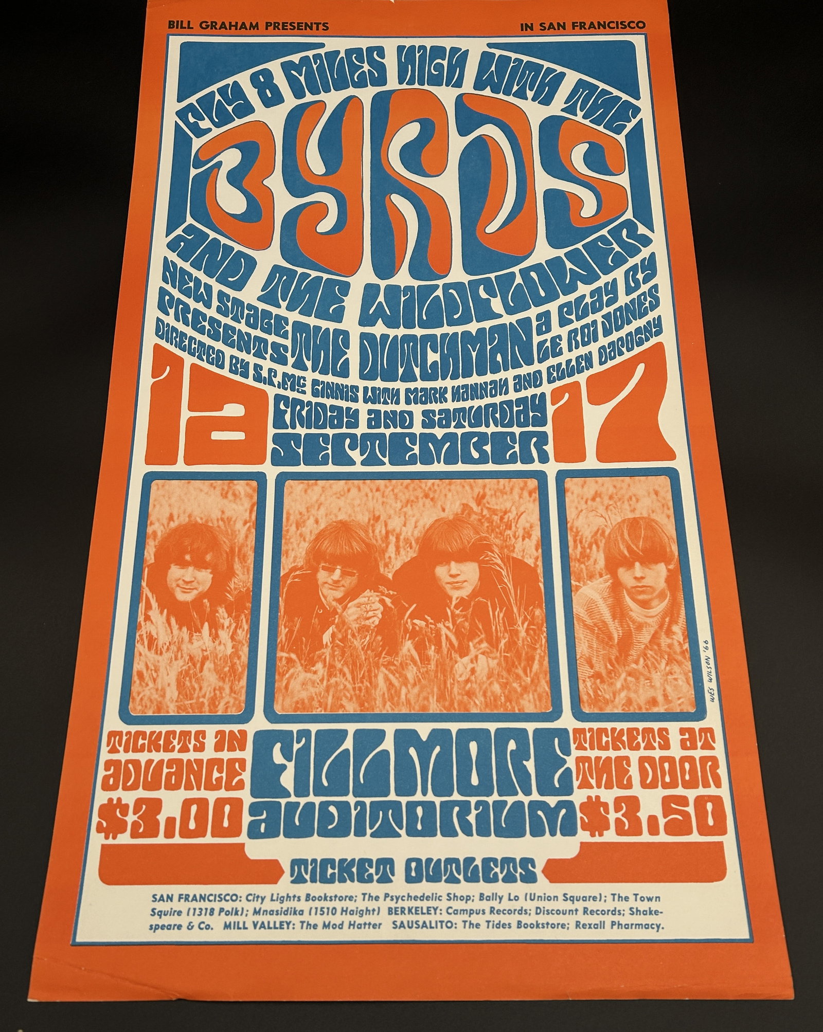 original 1966 Wes Wilson THE BYRDS concert poster (1 of 3)