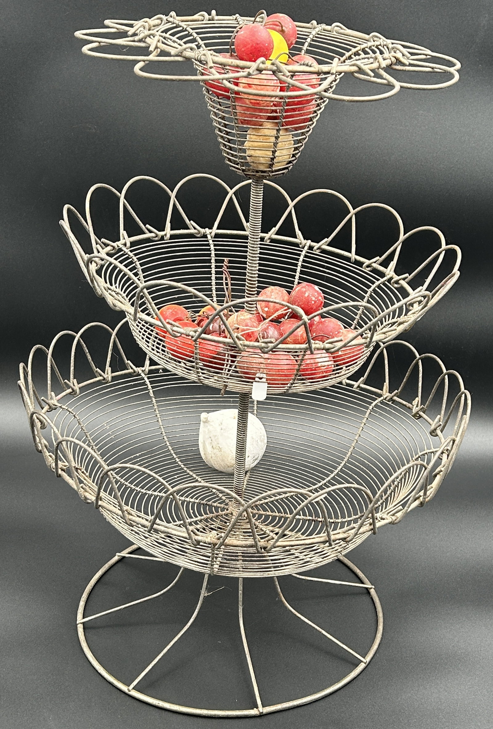 antique french 3-tiered wire fruit stand (1 of 2)