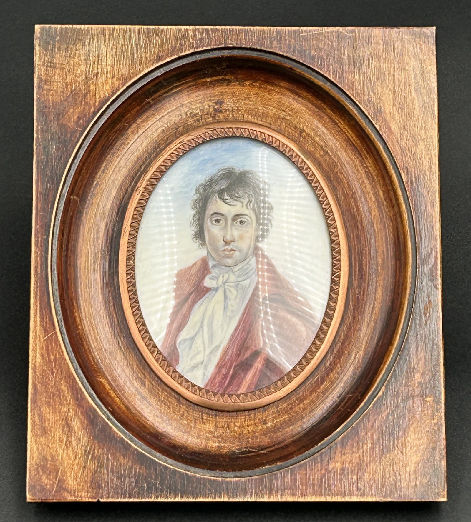 Antique miniature portrait of a gentleman: Very good condition, in original walnut frame. Measures 5" by 6".