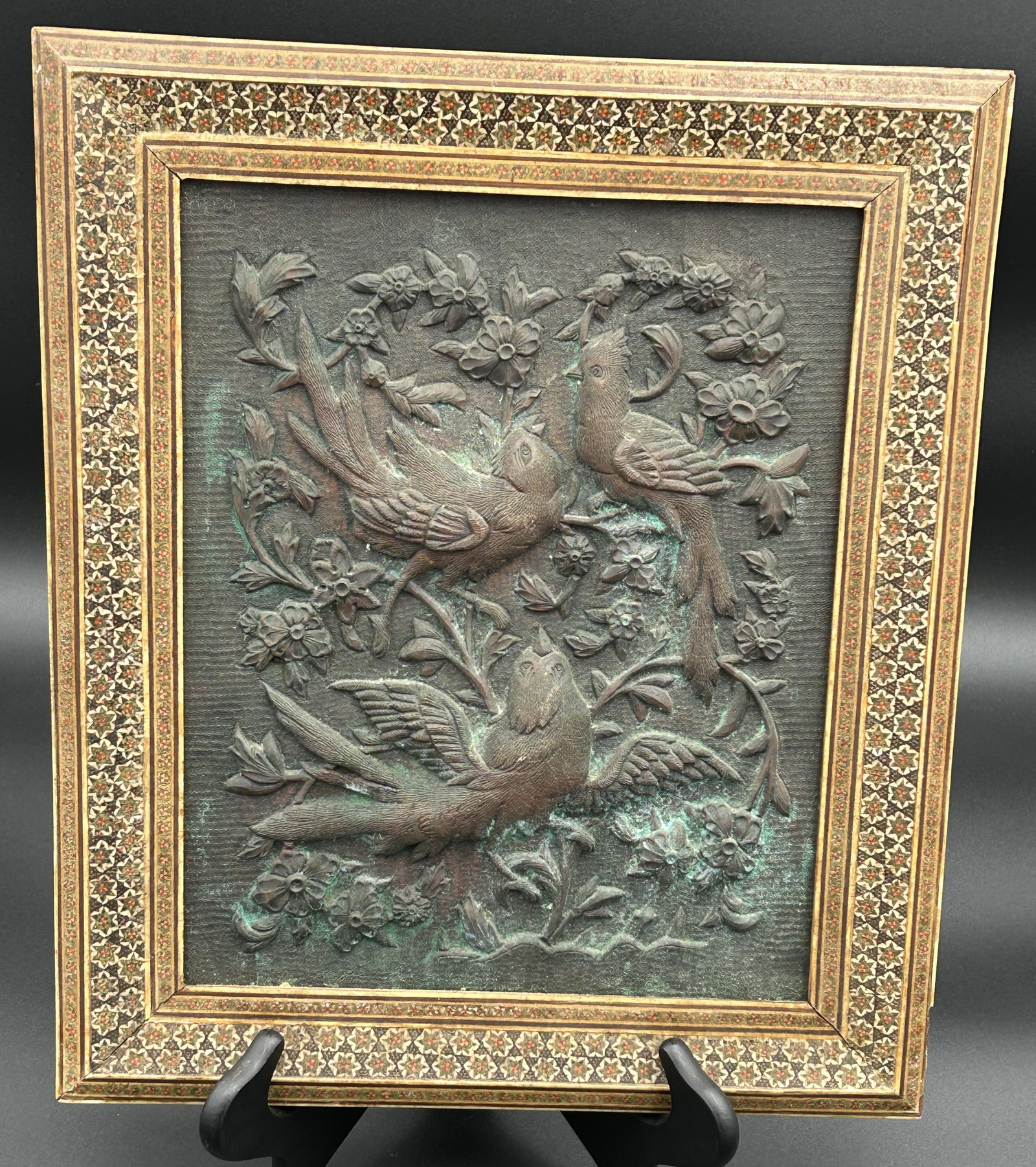 Antique copper relief with birds (1 of 2)