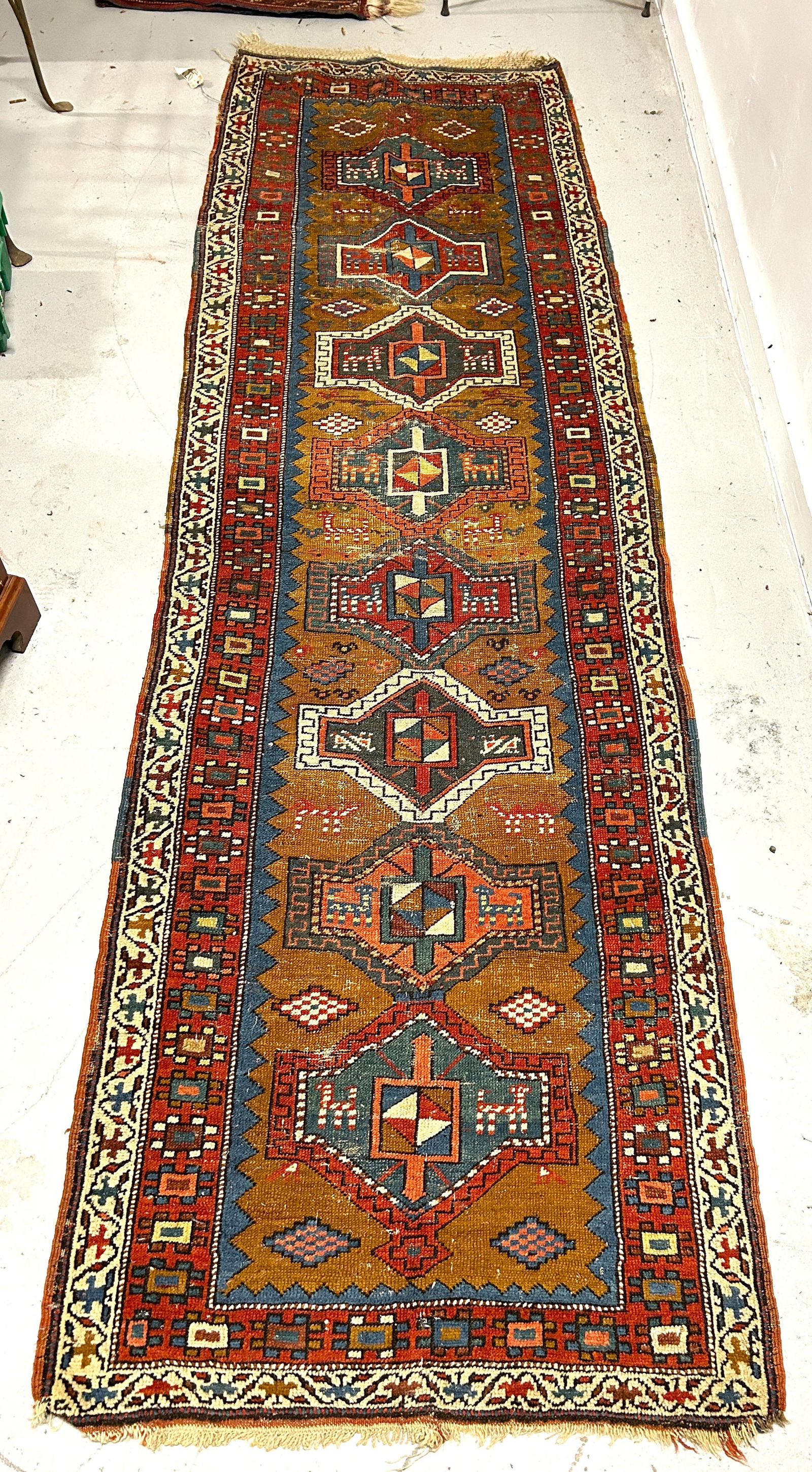 vintage hand-knotted Kazak Caucasian runner (1 of 3)