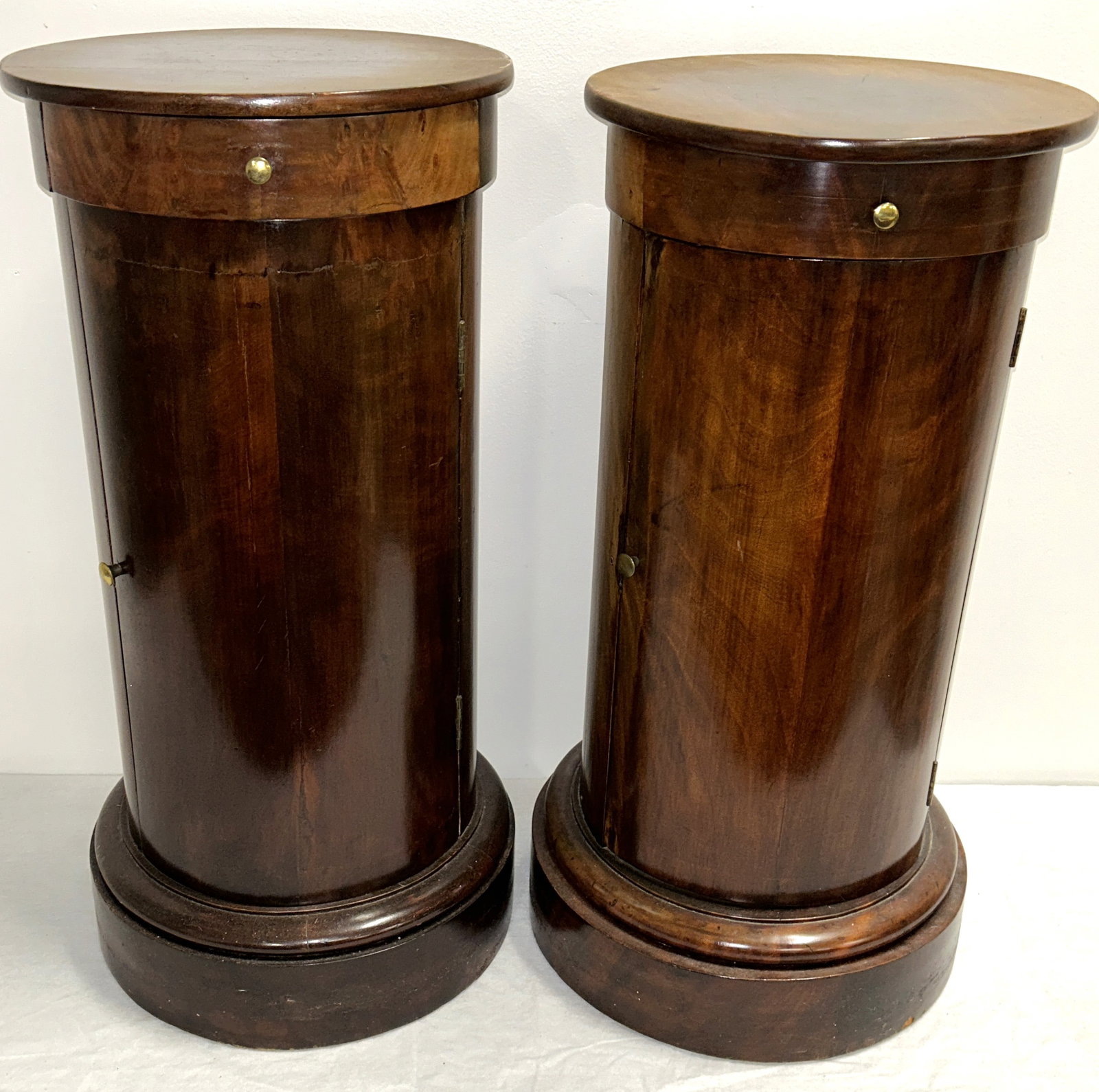 PAIR of Antique Empire wood column bedside tables (1 of 4)
