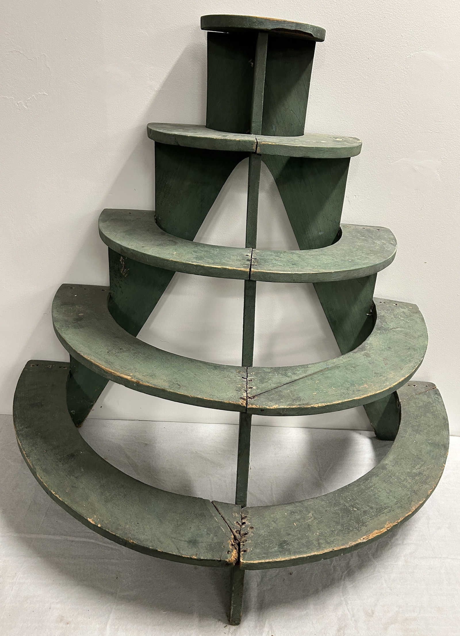Antique rustic country-style 4-tier demilune plant stand (1 of 3)