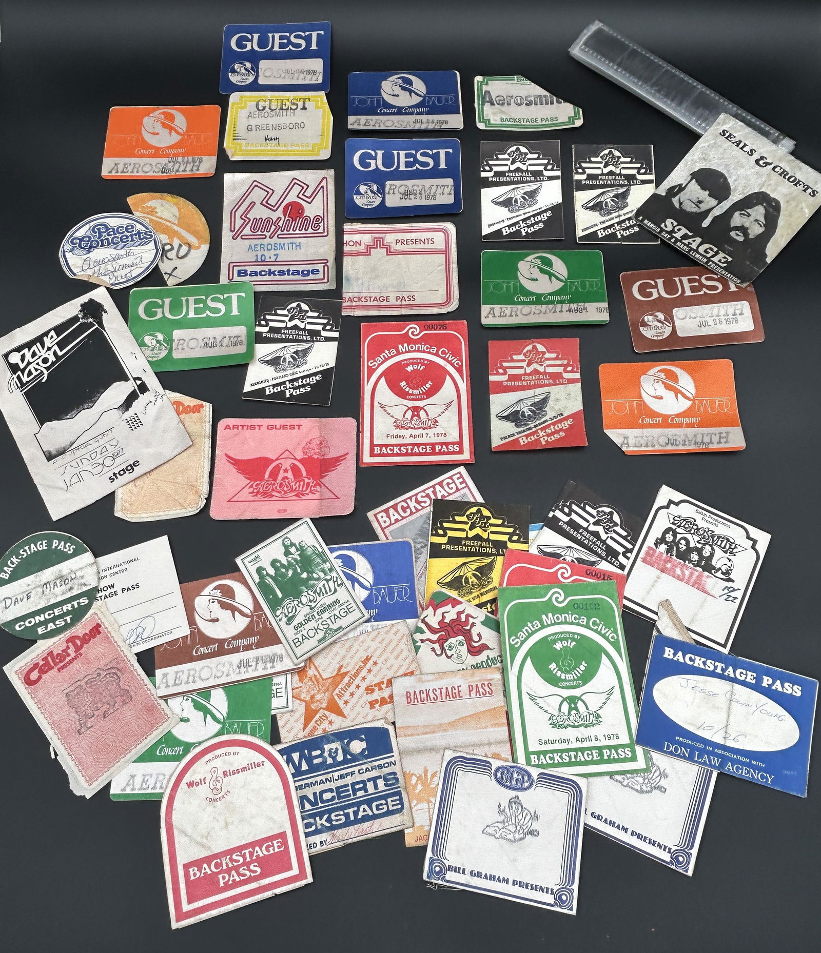 Large collection of 1970s Rock & Roll backstage passes (1 of 3)