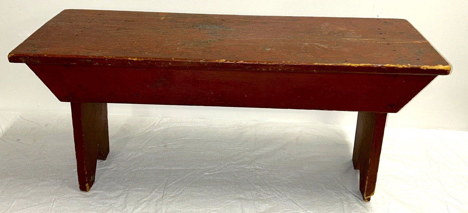 Antique country bench with original red paint (1 of 3)