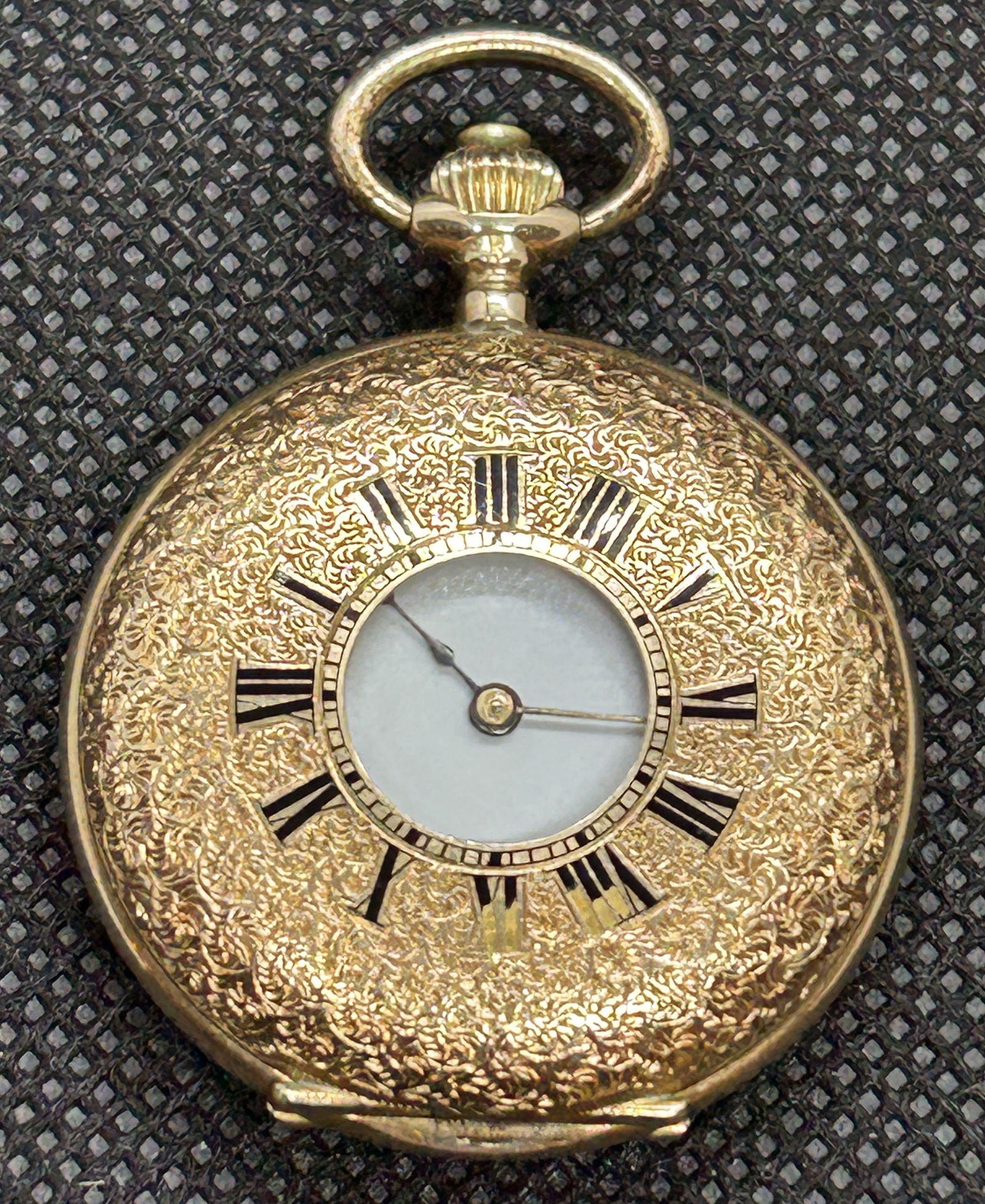 Finely Engraved Ladies 14K Gold Half-Hunter Pocket Watch (1 of 7)