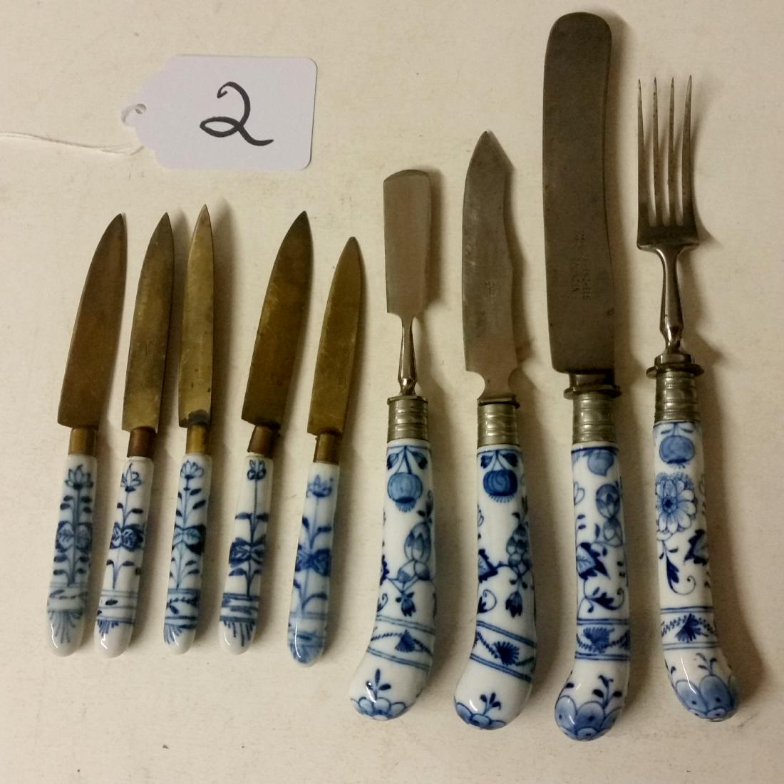MEISSEN 'BLUE ONION' FLATWARE, 9 PCS. (1 of 3)