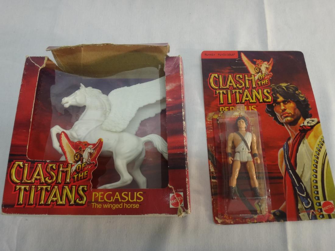 CLASH OF THE TITANS, PEGASUS AND PERSEUS, MATTEL: We are not experts and will not grade any of the Star War or other toys, trains and collectibles. Please look at pictures and ask questions. ALL items are AS IS and it is buyer's responsiblity to make