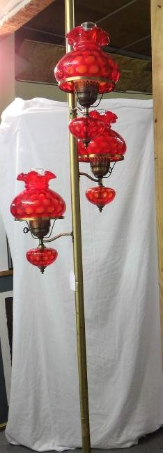 MCM TENSION POLE LAMP, "FENTON", AMBERINA COIN DOT (1 of 8)