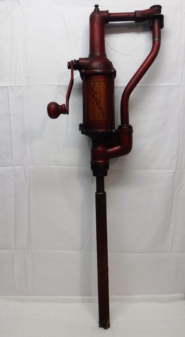 RARE VINTAGE HAND CRANK FUEL PUMP, KENDALL OIL