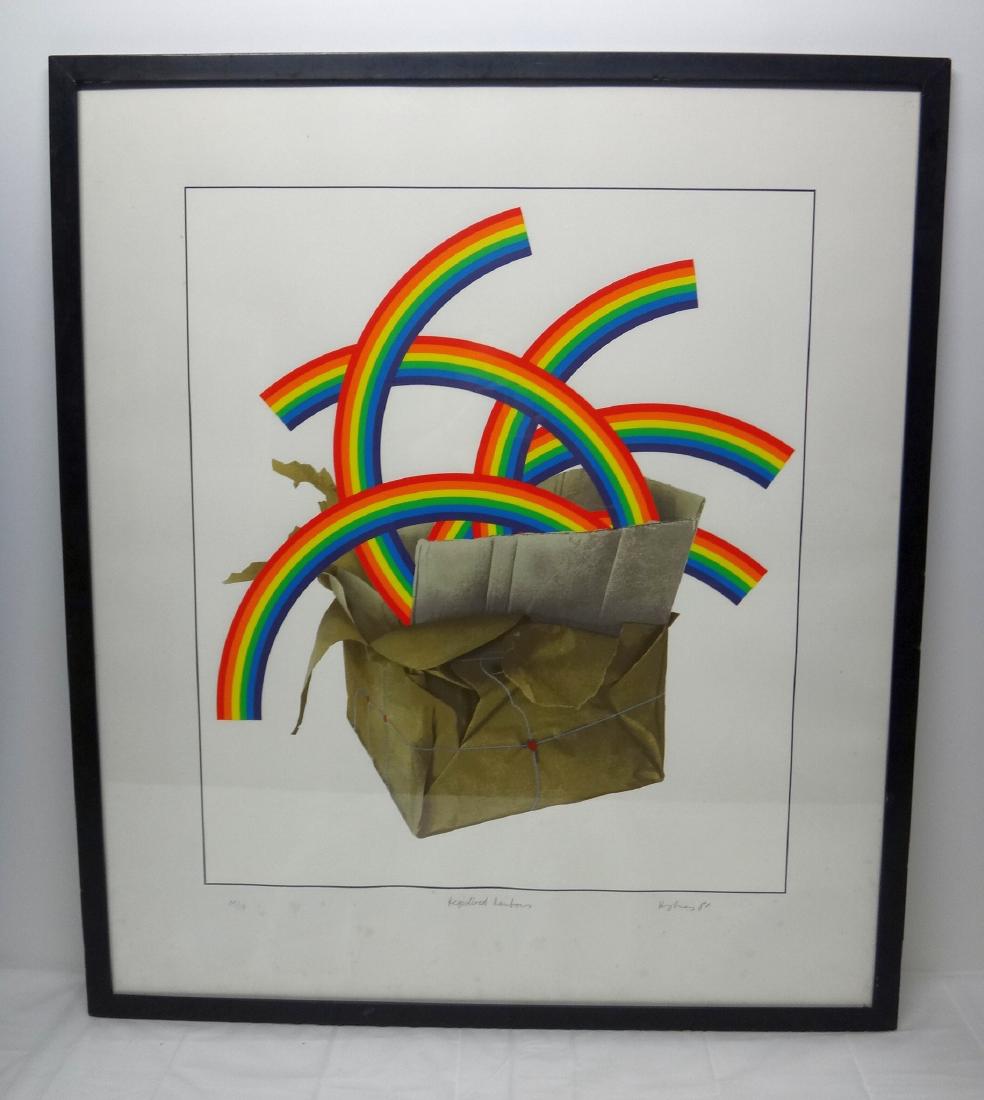 PATRICK HUGHES, "REVERSPECTIVE": Patrick Hughes (British 1939 - ) "Reverspective" "Registered Rainbows" Print signed L/R, Framed/Glazed 22x26; 31 1/2" x36