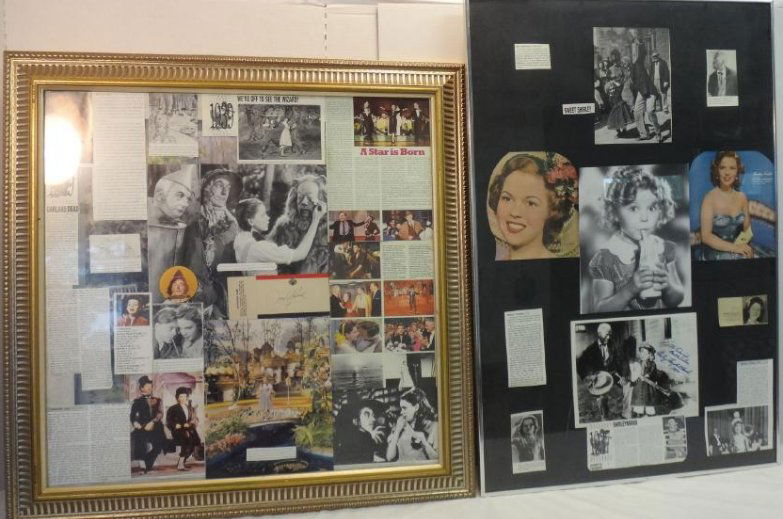 FRAMED COLLAGES OF SHIRLEY TEMPLE & JUDY GARLAND. (1 of 5)