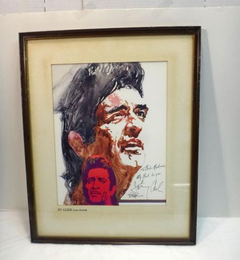 JOHNNY CASH LITHO SIGNED BY HIM AND ARTIST (1 of 5)