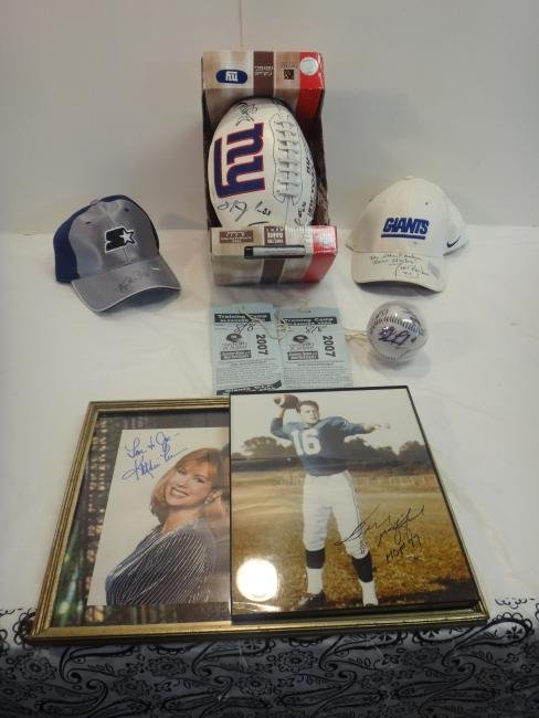 FOOTBALL STARS SIGNED HATS & TIKI BARBER/SIGNED BALL (1 of 17)
