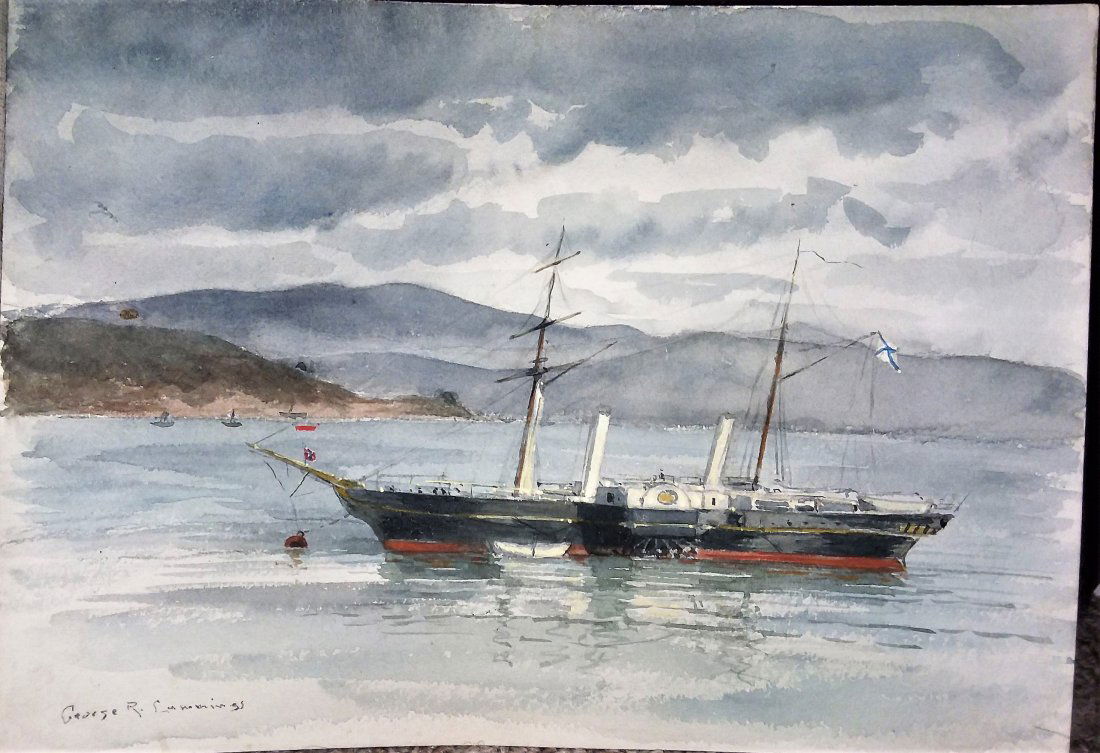 THREE PAINTINGS BY GEORGE R CUMMINGS; 1 O/C & 2 W/C (1 of 6)