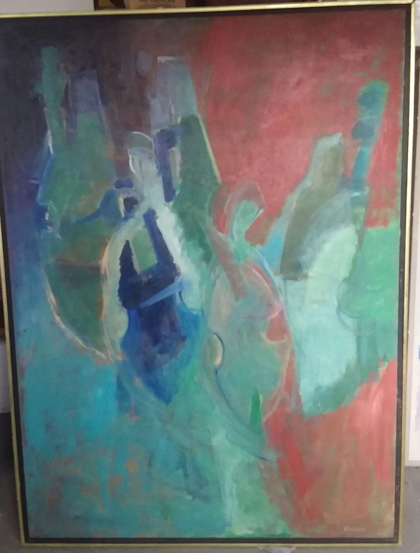 LARGE CHARLES ARCIER  "CELLOIST" OIL PAINTING (1 of 2)