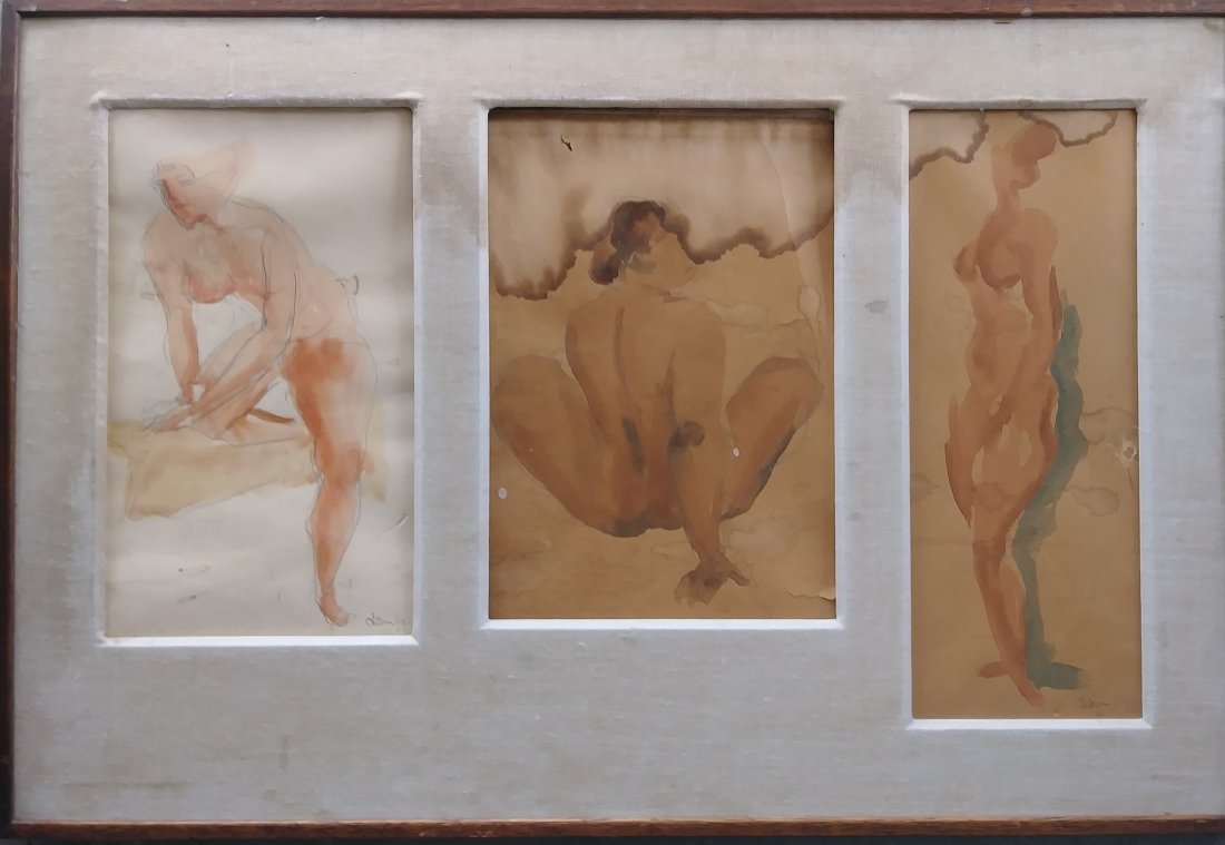CHAIM GROSS, A FRAMED SET OF 3 WATERCOLORS (1 of 3)