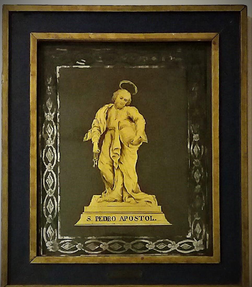 17TH C. RARE REVERSE GILT & INK PAINTING ON GLASS (1 of 5)