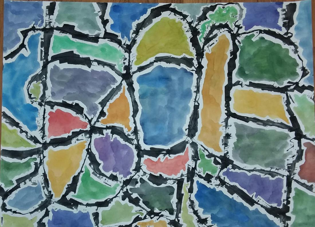 JACOB SEMIATIN, AMERICAN ABSTRACT EXPRESSIONIST: Jacob Semiatin, American Abstract Expressionist. Fine lg, watercolor, signed from his estate. A once quite well known Brooklyn and Woodstock N.Y. artist, exhibiting years back, along side Nicolas de S