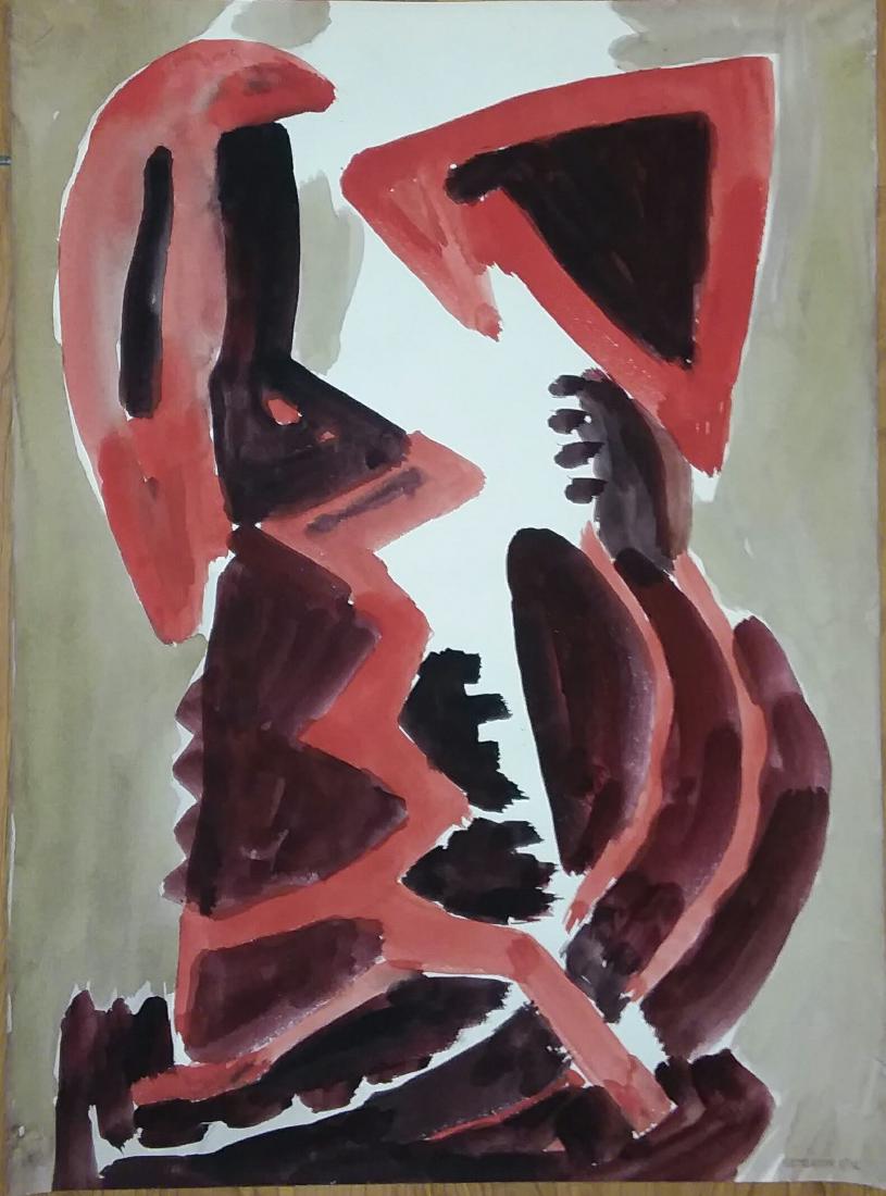 JACOB SEMIATIN, AMERICAN ABSTRACT EXPRESSIONIST: Jacob Semiatin, American Abstract Expressionist. Fine lg, watercolor, signed from his estate. A once quite well known Brooklyn and Woodstock N.Y. artist, exhibiting years back, along side Nicolas de S