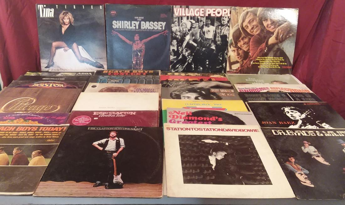VINTAGE ROCK PREMIUM VINYLS - 40 PCS: HEADLINERS: CLAPTON, CHICAGO, BEACH BOYS,MONKEEY TINY TURNER, SUPREMES, ROLLING STONES