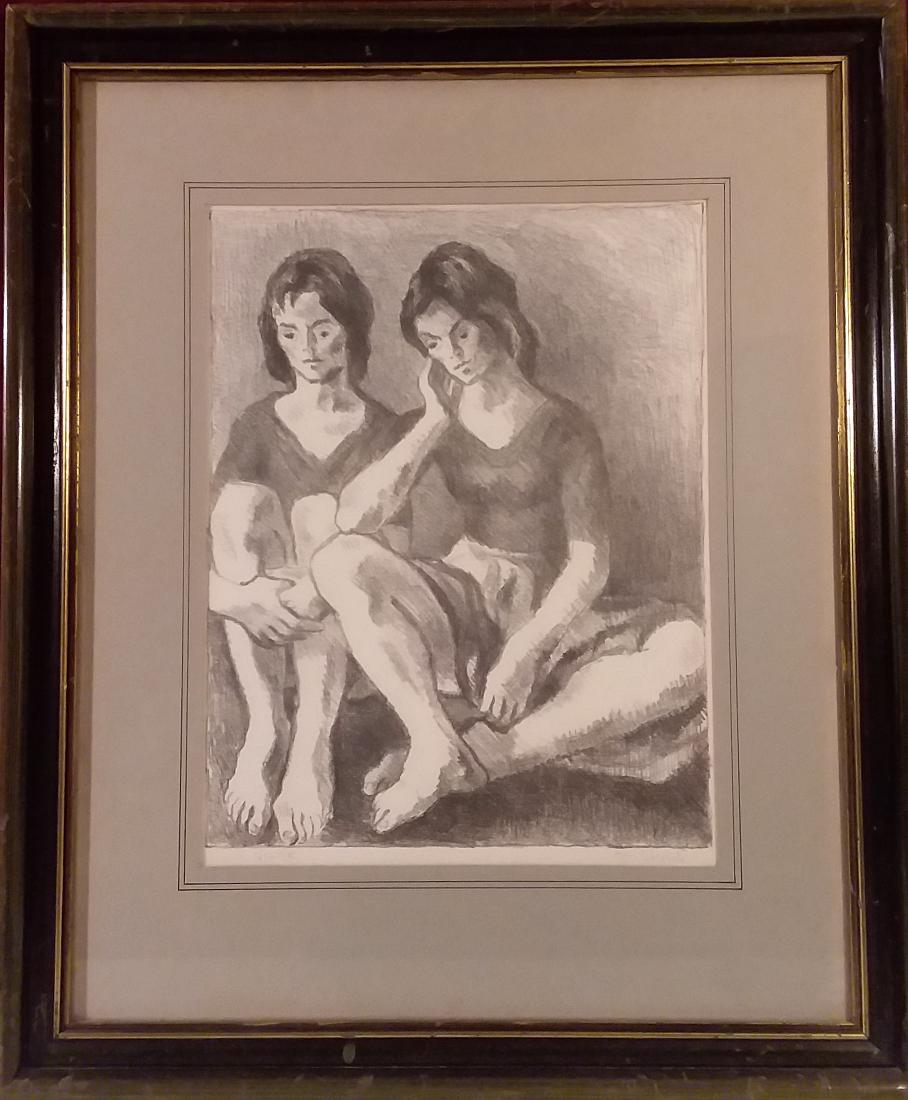 MOSES .SOYER, 41/75 PENCILED SIGNED "ONE THOUGHT": M.SOYER SIGNS (FAMOUS SOYER FAMILY OF ARTISTS) 41/75 PENCILED SIGNED L/R. "ONE THOUGHT" DIMENSIONS: 20"x24" F/G